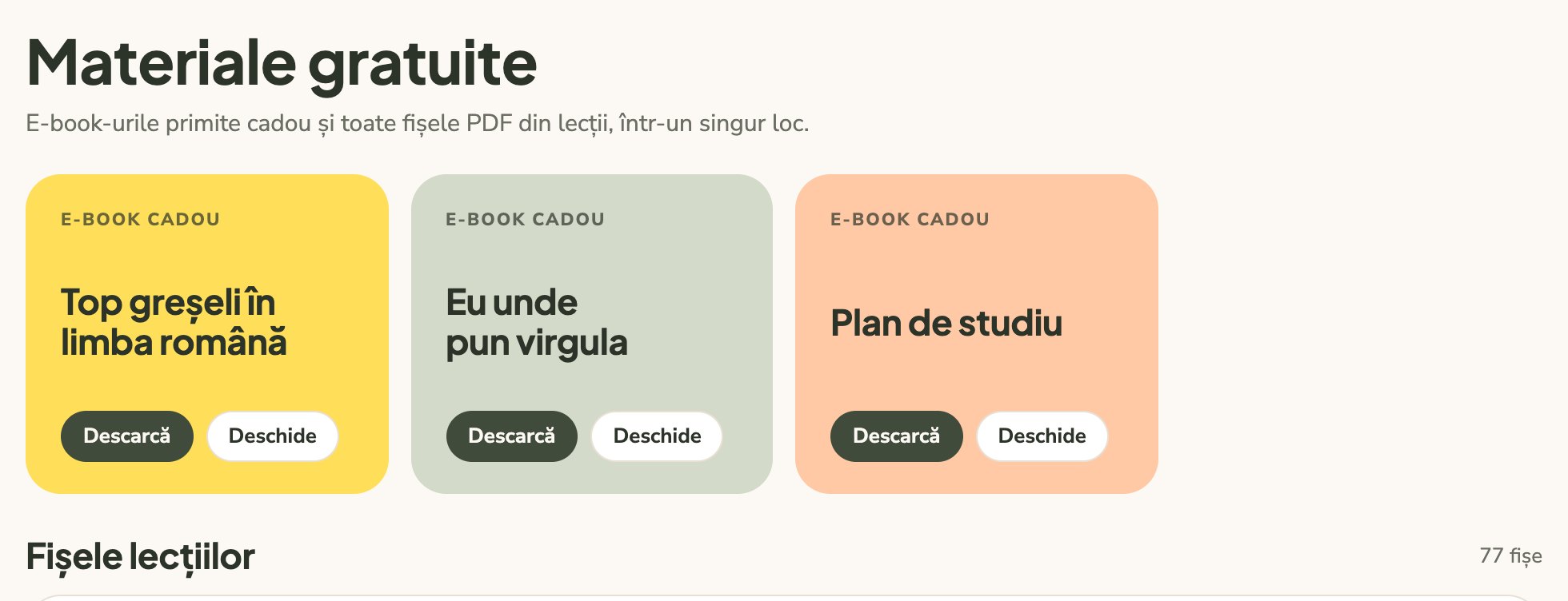 Pagina Materiale gratuite
